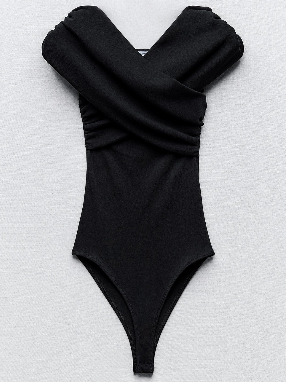 Zara Black Ruched Wrap Bodysuit